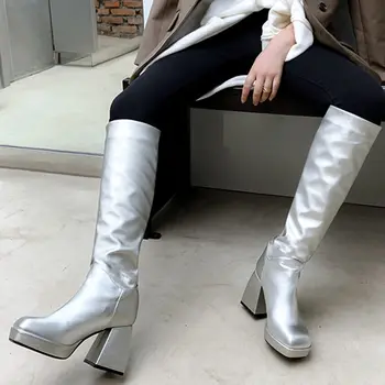 

DORATASIA Solid Block Heel Designer Shoes Brand Handmade Comfy Boots Women Classic Solid Round Toe Mid Calf Boots