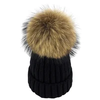 mink and fox fur ball cap pom poms winter hat for women girl 's hat knitted beanies cap brand new thick female cap 50-54-60CM 3