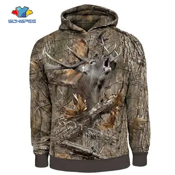 

New Fashion Streetwear Hip hop Hooded Sweatshirt Long Sleeve Men Women Casual Pullover Camo HUNTING ANIMALS Elk 3D Hoodies Hoody