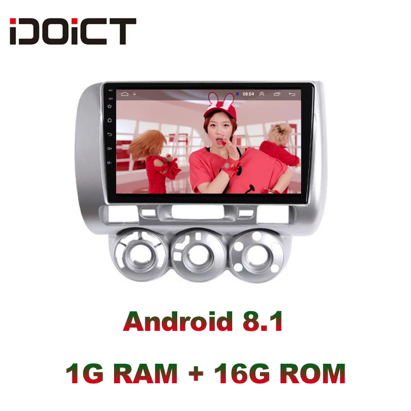  IDOICT Android 8.1 Car DVD Player GPS Navigation Multimedia For Honda Fit Jazz Radio LHD 2004 2005 