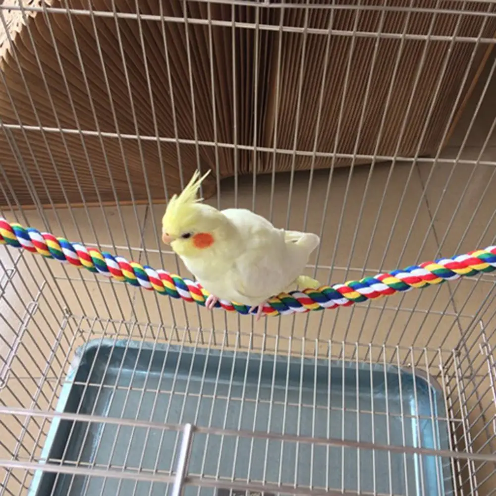 

Bird Parrot Hamster Perch Cotton Rope Standing Platform Ladder Cage Chewing Toy hot