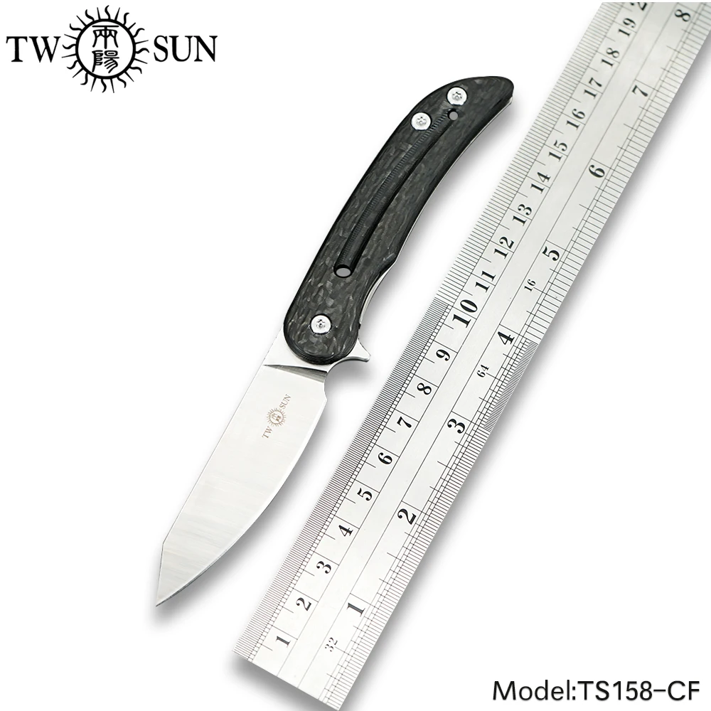 

TWOSUN Mini M390 blade folding knife Pocket Knife tactical hunting knife Outdoor camping tool EDC Titanium Carbon Fiber TS158