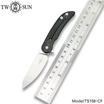 

TWOSUN Mini M390 blade folding knife Pocket Knife tactical hunting knife Outdoor camping tool EDC Titanium Carbon Fiber TS158