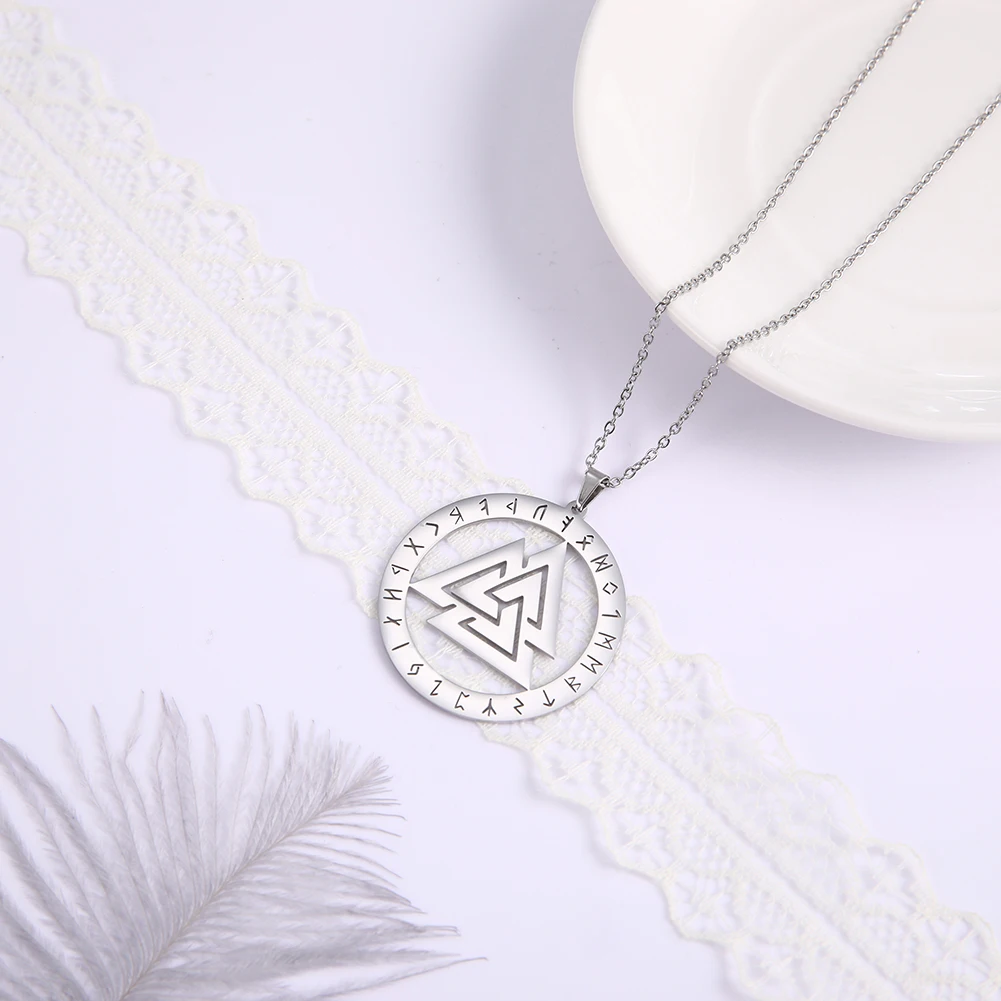 My shape Hrunger Odins Valknut рунный круг символ викингов ожерелье сталь заявление чокер кулон ожерелья ювелирные изделия скандинавские