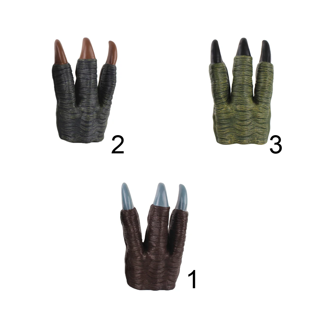 2xDinosaur Claw Gloves Hands Cosplay Christmas Halloween Party Kid Trick Prop Gift Brown