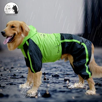 

Large Dog Raincoat Waterproof Hooded Rain Jumpsuit For Medium Small Dogs Golden jacket Retriever Outdoor Pug Pet Clothing Coat