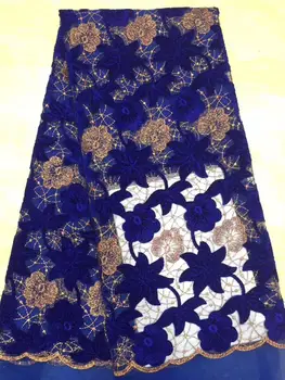 

Very soft Blue velvet Latest African Cord Lace Fabrics High Quality 2019 Nigerian Lace Fabric For Wedding African Lace Fabric