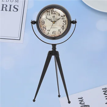 

Iron Art Clock Tripod Mute Clock Household Clock Crafts Decor Handicraft Articles Without Battery (Black Size L)
