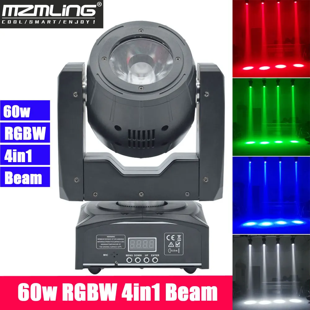 60 Вт RGBW 4in1 светодиодный луч света DMX512 Дисплей Moving головной свет профессиональный