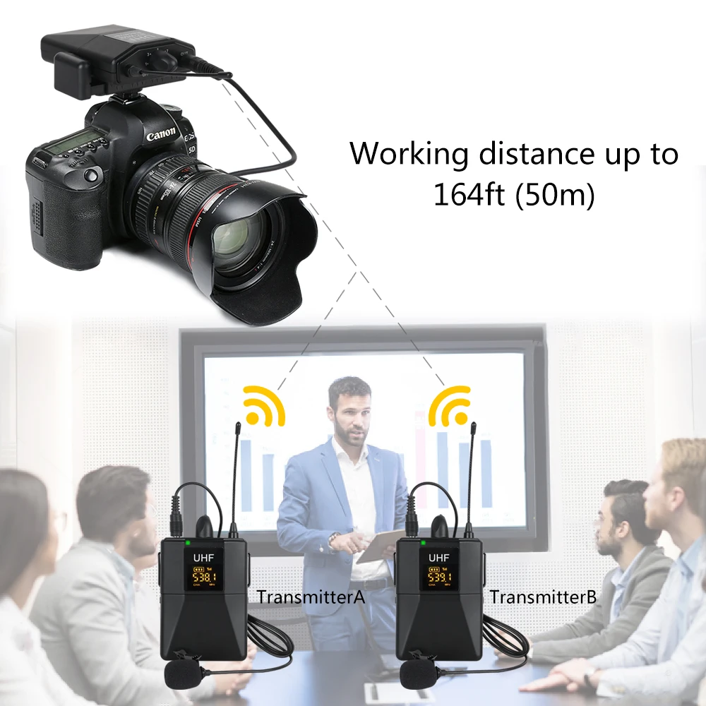 XTUGA X CM012 UHF двойной беспроводной петличный микрофон для камеры УВЧ лацканов с 16