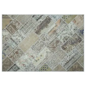 

Handmade Beige Vintage Overdyed Patchwork Area Rug 160x230 Cm-5'3''X7'7''