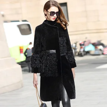 

Natural Real Fur Coat 100% Wool Jacket Autumn Winter Sheepskin Coat Women Clothes 2020 Korean Double-faced Long Tops ZT4401