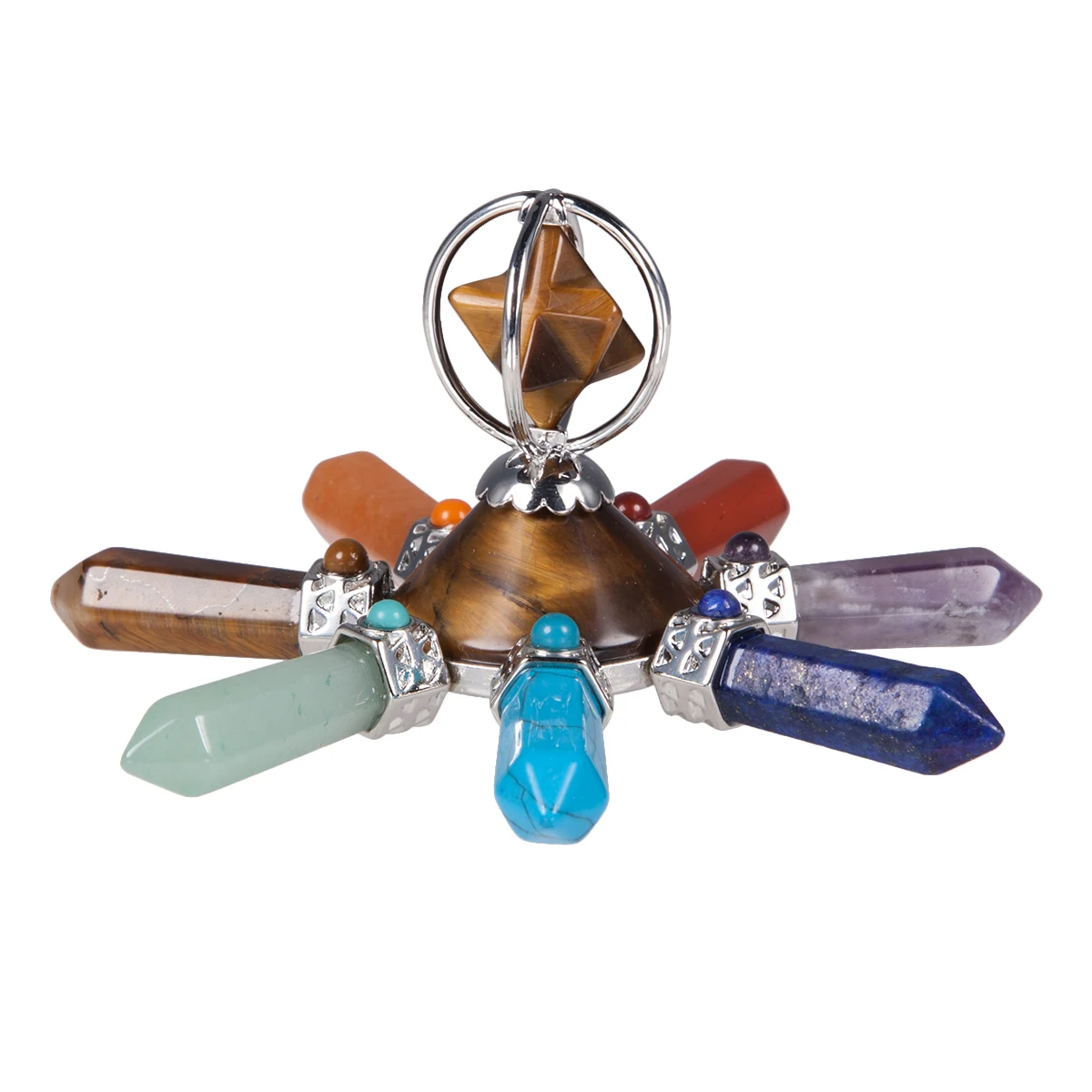 Merkaba 7 Chakra Reiki Power Meditation Rose Quartz Amethyst Taper Pyramid Hexagonal Prism Yoga Healing Ornaments Room Decor