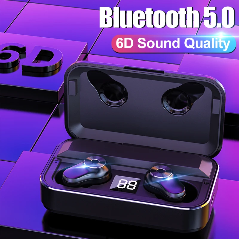 

Bluetooth5.0 Earphone 6D Stereo Sport Wireless Earbuds headset Mini Earphones Waterproof Headphone with 3500mAh Power Earphone