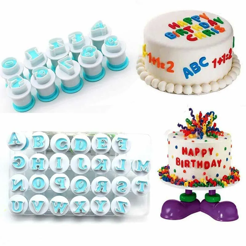 

26 Alphabet Letter Numbers Fondant Cake Decorating Set Cookie Biscuit Mold Printing Pressure Icing Cutter Die Mold Mould