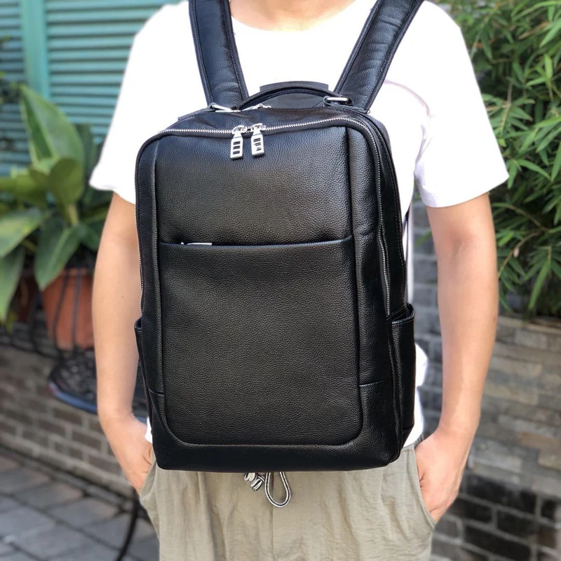 

New Brand 100% Genuine Leather Men Backpacks Fashion Real Natural Leather Student Backpack Boy Luxury Business Laptop School Bag