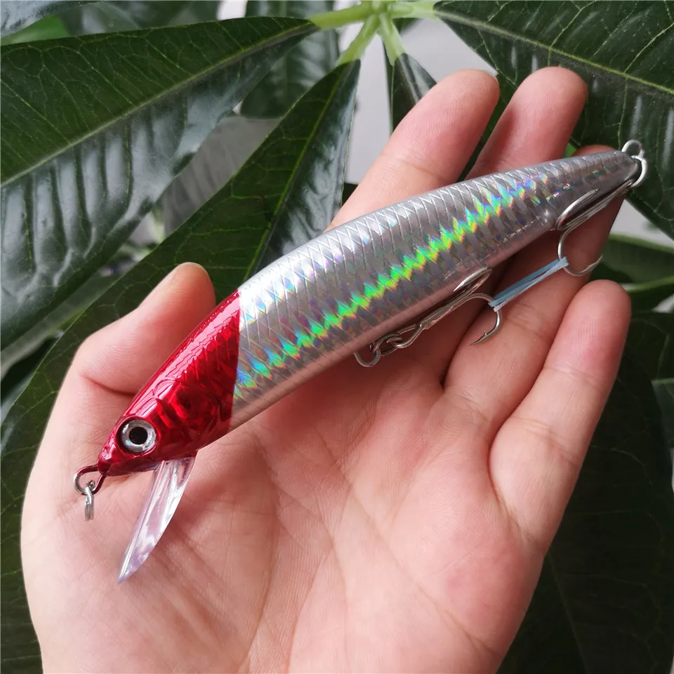 SWOLFY 120S Sinking Minnow 12cm 40g Saltwater Hard Boat Fishing Lure  Artificial Minnow Bait with Treble Hooks Wobblers