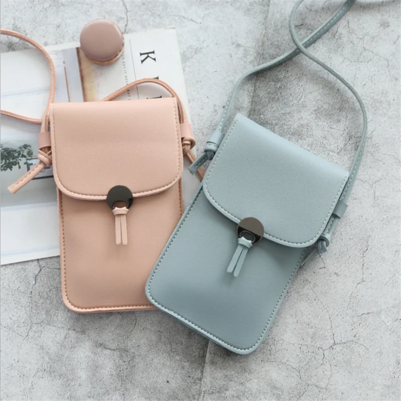 

New Summer Women Outdoor pocket wallet Crossbody Bag Heart Shaped Decorative Mobile Phone Screen Touch Daily