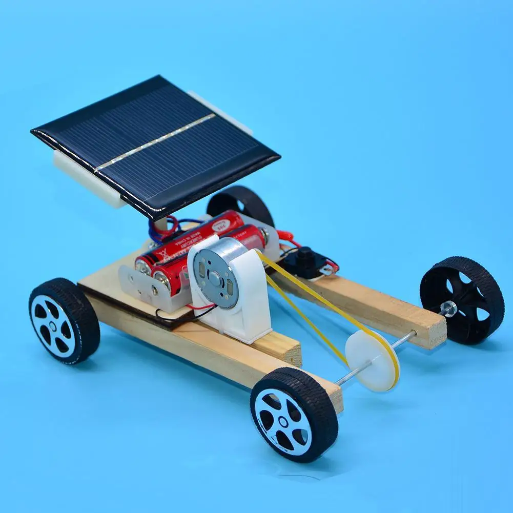 Solar Power Wooden Pulley Car Toy Science Project Experiment