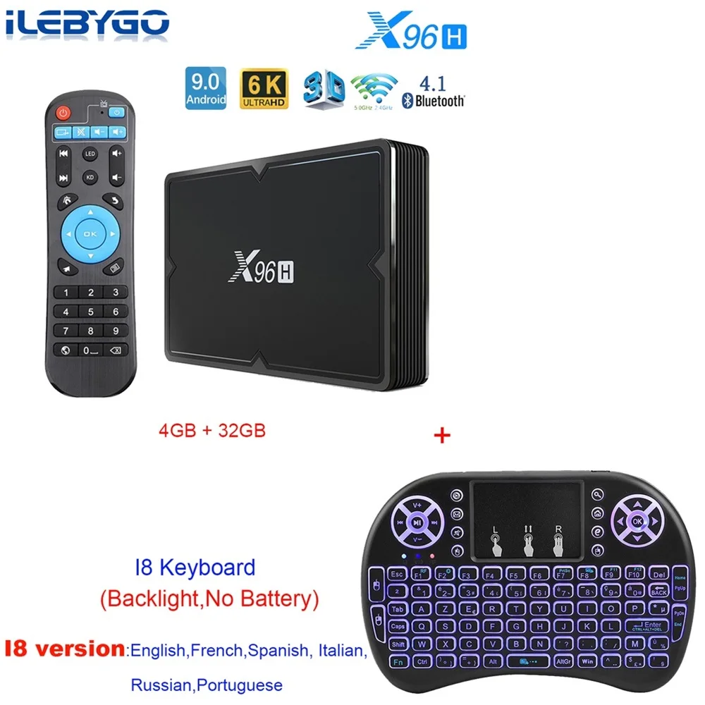 ТВ-бокс iLebygo X96H Smart Android 9,0 4 Гб 64 Гб Allwinner H603 wifi 1080P 4K Google Store Netflix Youtube 2 Гб 16 Гб телеприставка - Цвет: 4GB 32GB i8b