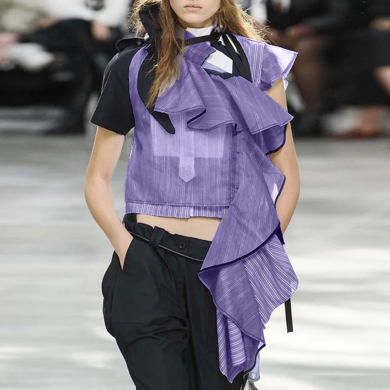 

Striped Blouse 2019 Explosions Collar Short Sleeve Patchwork Shirt Blouse for Women Striped Women Clothing Blouse Shirt