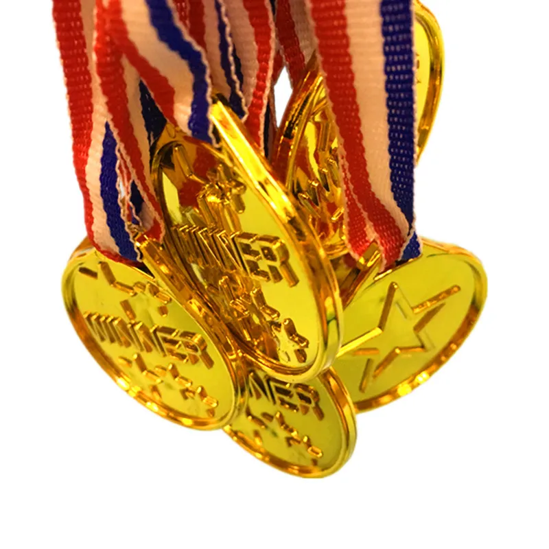 Party toys 100pcs Children gold plastic winners medals sports day party bag prize awards toys for party decor toy gift filler