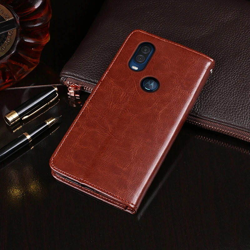 

iTien Magnetic Retro Protection Leather Cover Phone Case For Motorola Moto One Vision TPU Silicone Pouch Shell Wallet Etui Skin
