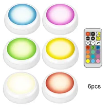 Беспроводной светодиодный шайба огни под кабинет кухня освещение с дистанционным управлением XOA88