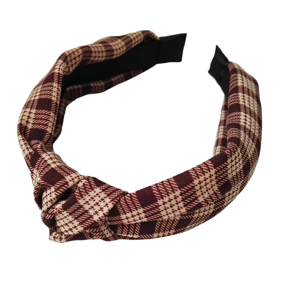 2019 New Fashion Bohemia Hair Accessories Plaid Hairband Headband For Women Headwear Elastic Knotted Hair Band Wholesale 903