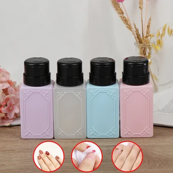 

180/210ml Empty Pump Dispenser Nail Polish Remover Bottle Liquid UV Gel Polish Nail Art Clean Acetone Bottle