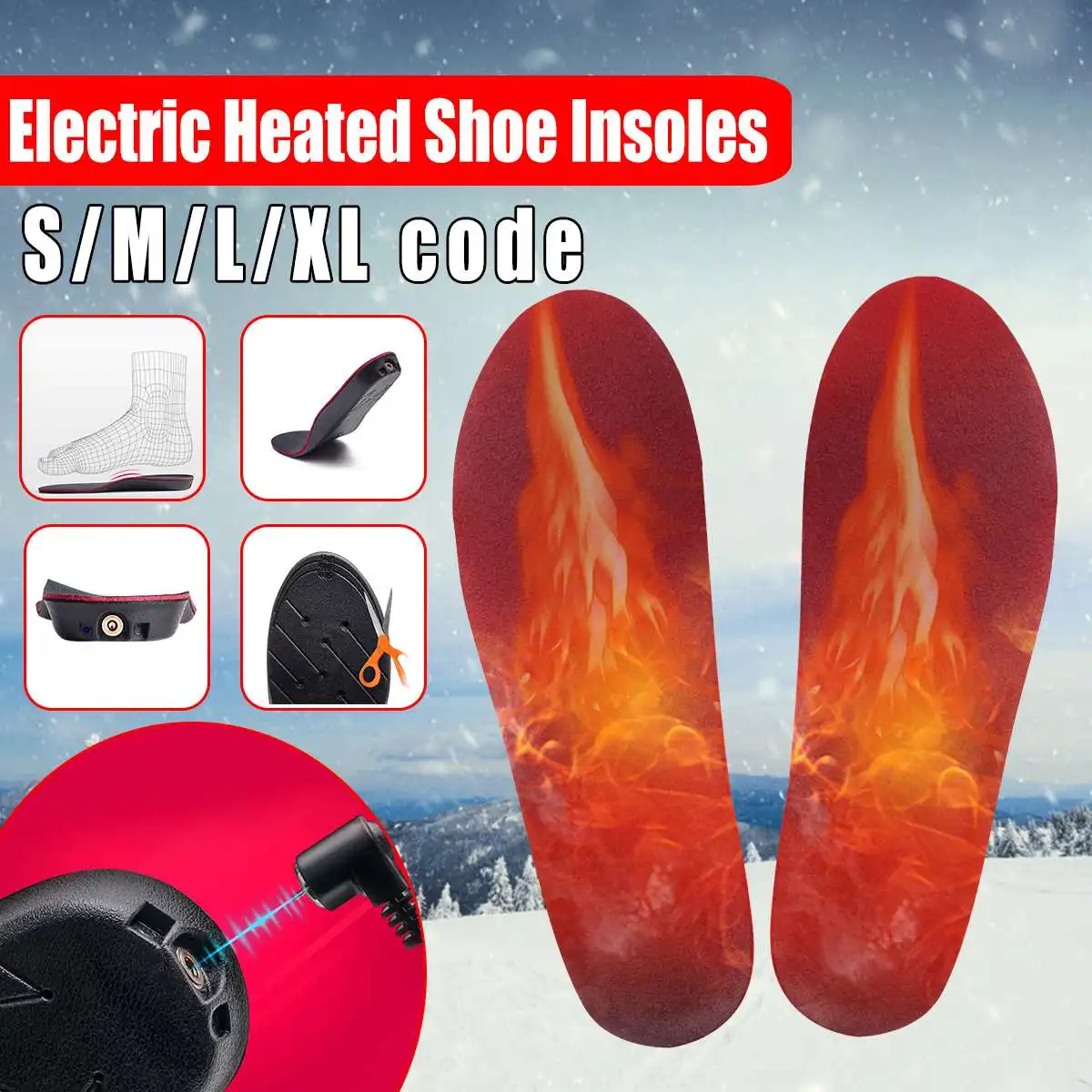 1500mAh Rechargeable Electric Heated Shoe Insoles Sole Foot Warmer Feet Winter Thermal Heating