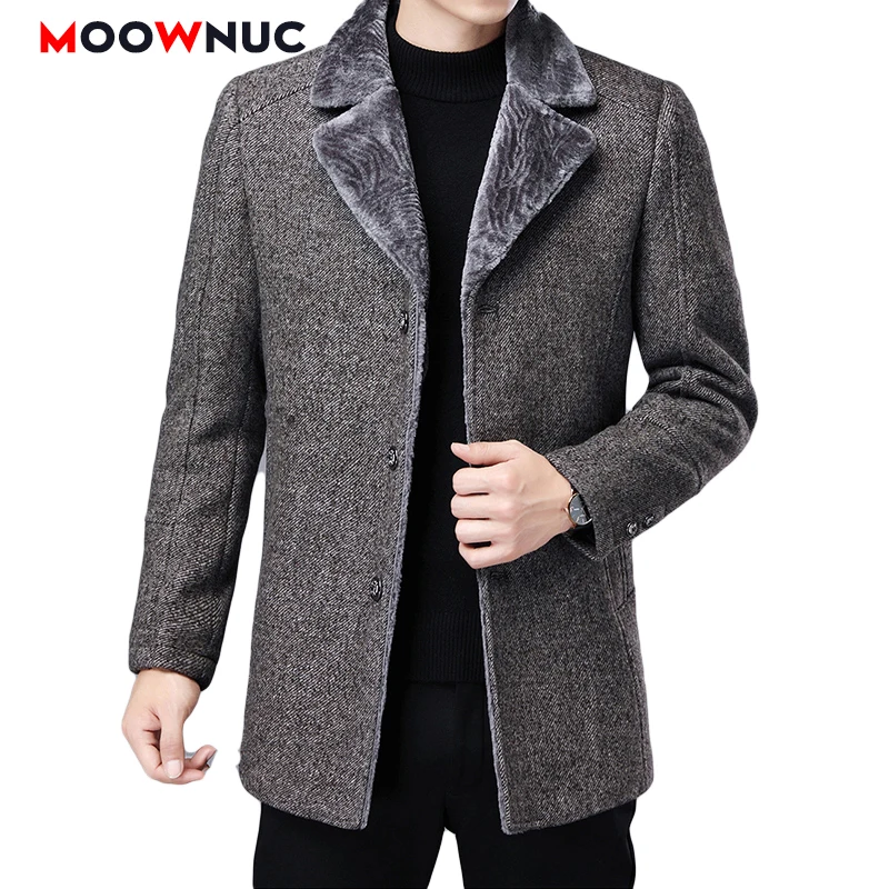 

Coat Male Fashion Overcoat Men's Wool Jackets 2021 Trench Casual Windbreaker Hight Quality Outwear Winter Autumn Thick MOOWNUC