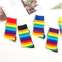 14 шт. = 7 пар женских носков осенние и зимние новые радужные полосатые женские носки