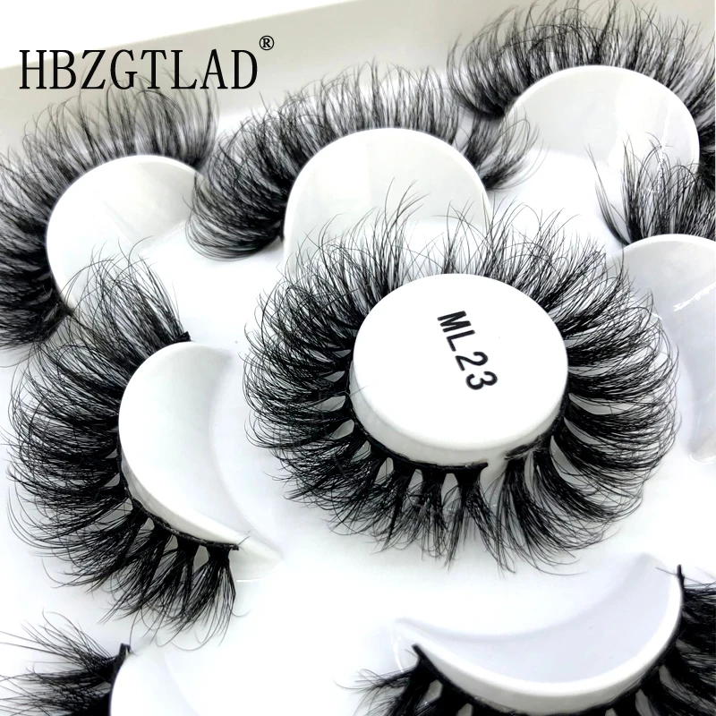 

HBZGTLAD 5 Pairs 3D Soft Mink False Eyelashes Handmade Wispy Fluffy Long Fake Lashes Natural Eye Extension Makeup Kit Cilios