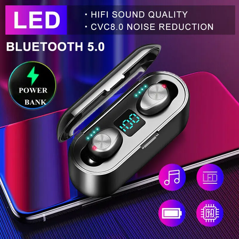 Хит, цифровой дисплей, Bluetooth 5,0 TWS наушники, беспроводные наушники, стерео, спортивные, беспроводные гарнитуры, мощность для iPhone, Xiaomi