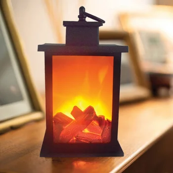

LED Lamp Christmas Decorations For Home Realistic Fireplace Lantern Battery Operated Vintage Style Decorative Flame Effect