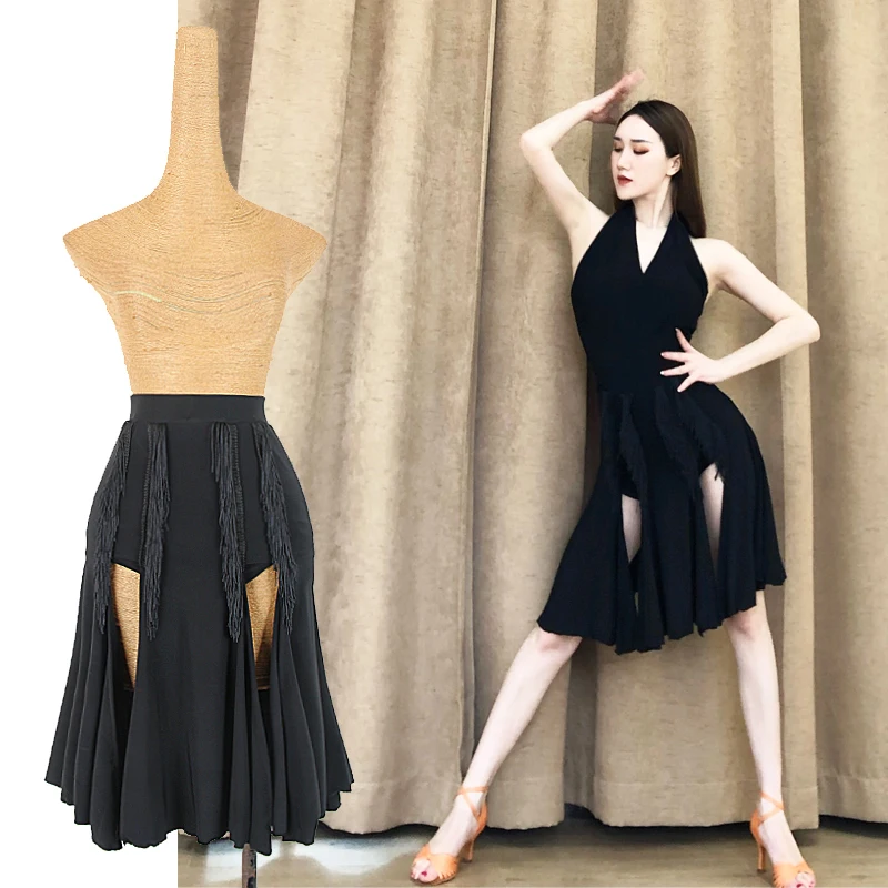 Latin Dance Clothes Irregular Tassel Skirt Practice Fringe Costume Female Sexy Rumba Dresses Samba Dancewear DQL3330 | Тематическая