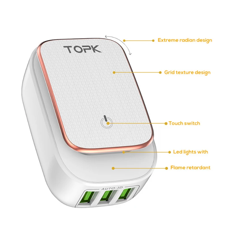 

Universal EU & US Plug USB Charger Adapter LED Lamp Portable Phone Travel Wall Charger for apple iphone charger Samsung Tablet