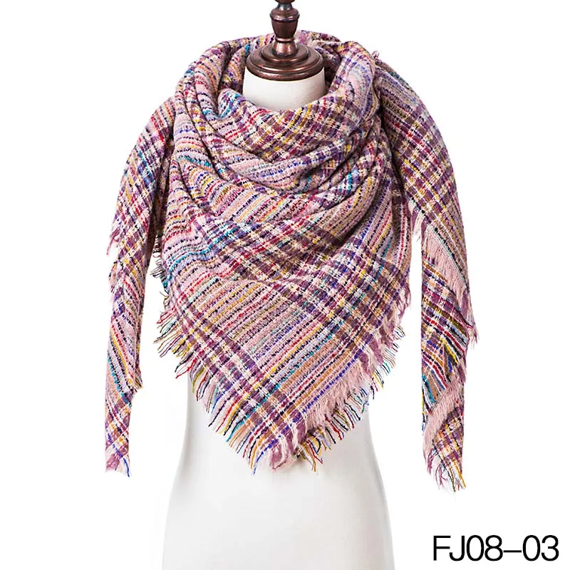 Высокое качество, модный зимний шарф, Женский вязаный клетчатый шарф, треугольный шарф, теплая одежда, аксессуары 200*135*135 см - Цвет: 43