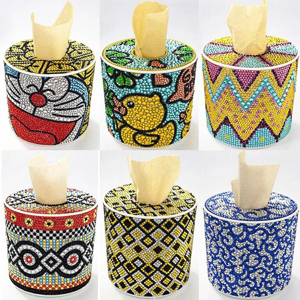 2020 New Special Shape Diamond Painting Roll Cylinder Tissue Box 5D Puzzle Storage Box Cartoon Animal Diamond Cross Stitch Gift