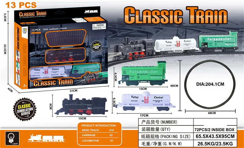 

Electric Light Model Classical Rail Train Children DIY Assembled Rail Train with Cabin Toy
