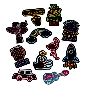 

50 PCS Anime Icon Animal Cute Decals Stickers Neon Light Sticker Gifts for Children to Laptop Suitcase Guitar Fridge Bicycle Car