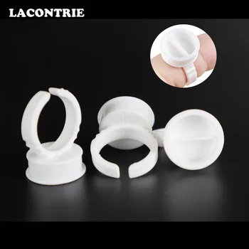 

200pcs Disposable Glue Ring Eyelash Glue Extension Glue Holder Ring Used for Tattoo Pigment Adhesive Gel Mini Convenient Make up