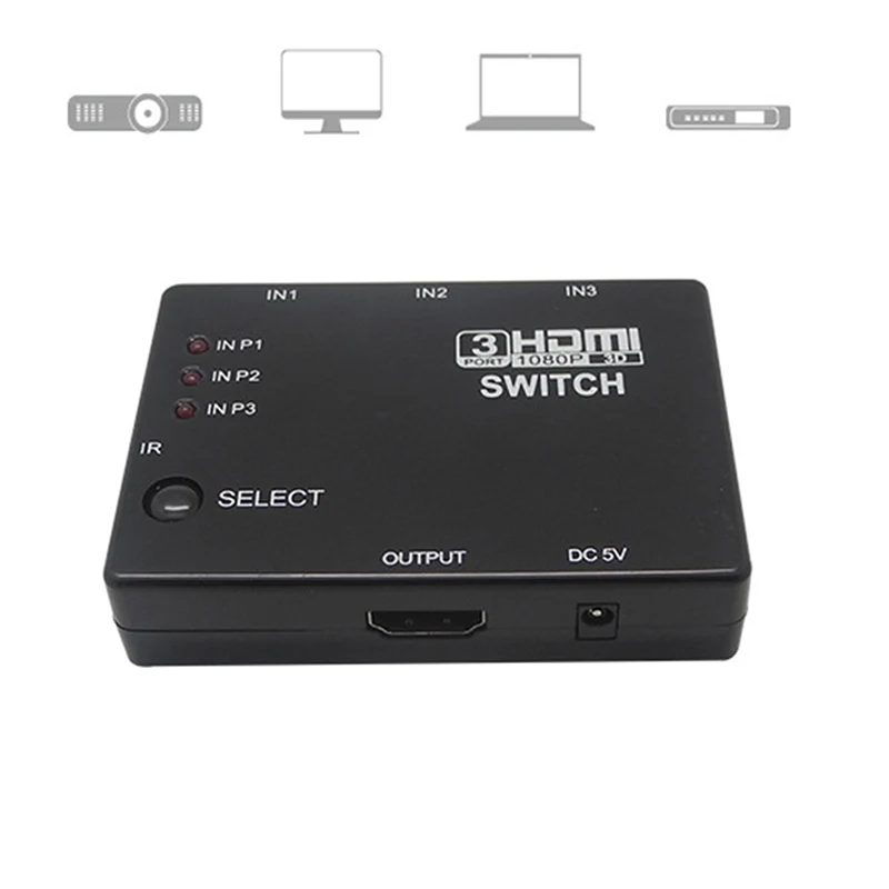 Full HD 1080P разделитель Vedio усилитель мини 3 порта HDM1.4a порт HDMI коммутатор с пультом дистанционного управления для Xbox 360 DVD PS3