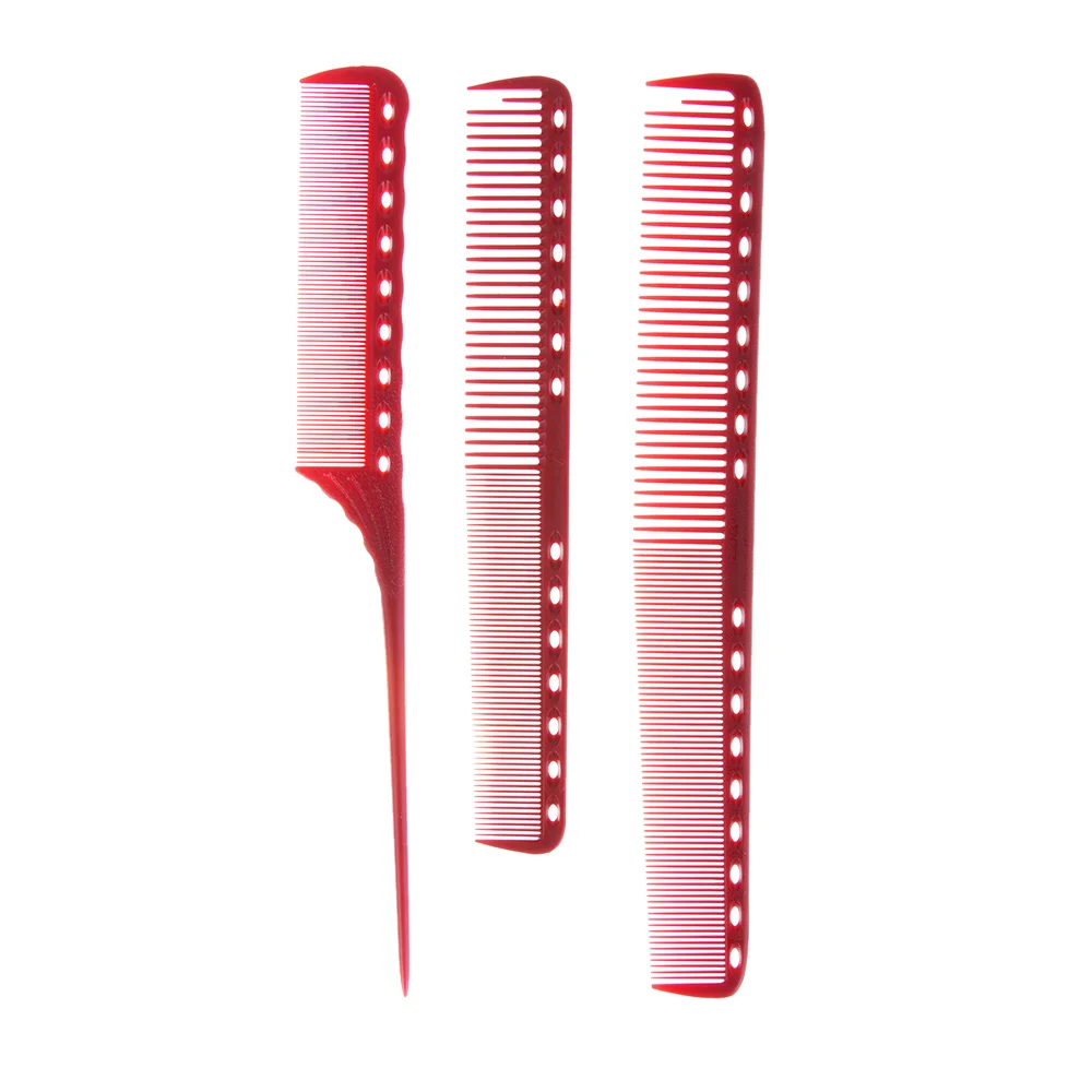 3 шт./набор антистатические расчески для волос, профессиональная расческа, профессиональная расческа, набор кистей для парикмахерских, инструменты для укладки волос - Цвет: red