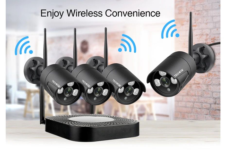Techege 4CH CCTV система 1080P HD аудио беспроводной NVR комплект Открытый Ночное Видение безопасности IP камера wifi CCTV система Plug& Play