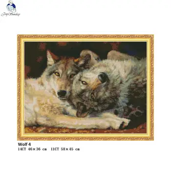 

Wolf 4 Paintings Counted Print On Canvas DMC 14CT 11CT Cross Stitch kits DIY Hand Made Crafts Home Decor Embroidery Needlework