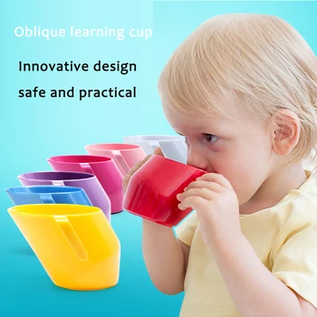 

200ml Baby Water Cup Baby Feeding Training Cup Oblique with Handle Bevel Mouth Safe Leakproof Cups Toddler Kids Drinking Cups