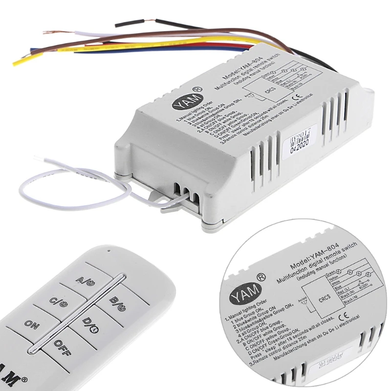 4 Way ON/OFF 220V Wireless Receiver Lamp Light Remote Control Switch | Обустройство дома