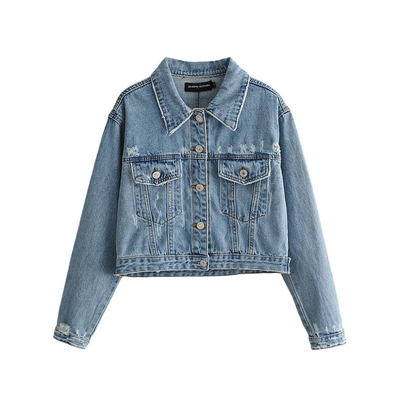 

Short Jeans Coat Women's Autumn New Style Korean-style CHIC Hong Kong Flavor Jacket on Clothes INS Cowboy Clothing Fashion